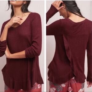 NWT Anthropologie maroon waffle knit long sleeve